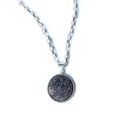 Alpaca Silver Aztec Calendar Pendant with Chain    Home Decor Supply | Online Retail | ShoreShopper.com