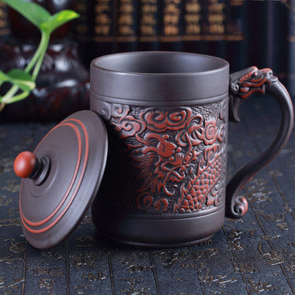 Chinese Embossed Dragon And Phoenix Tea Cup    Home Decor Supply | Online Retail | ShoreShopper.com