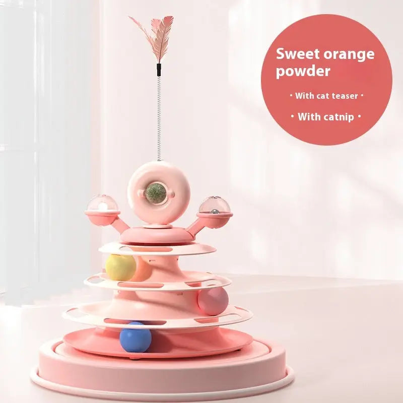 Interactive Cat Tower Multi-Layer 4 Tier with Turntable Roller Toy - ShoreCo.Shop