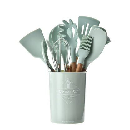 Silicone Kitchenware With Wooden Handle - ShoreCo.Shop