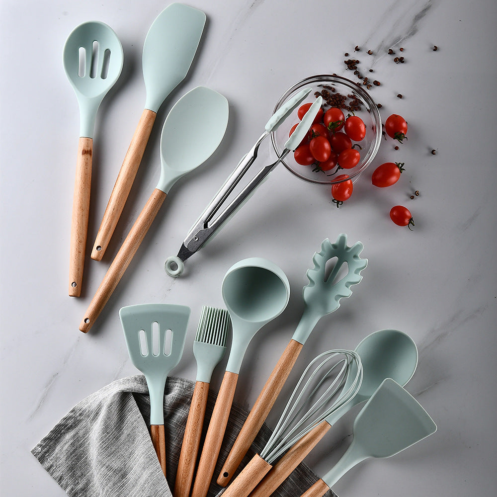 Silicone Kitchenware With Wooden Handle - ShoreCo.Shop
