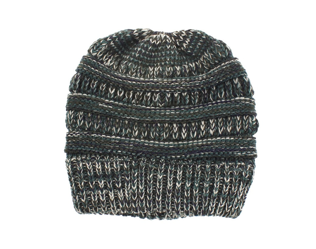 Mixed Color Knitted Wool Hat Ladies Non-labeled Ponytail Hat - ShoreCo.Shop