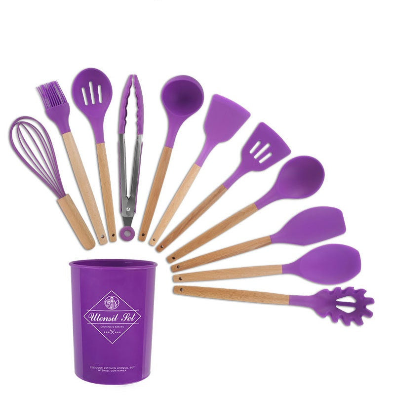 Silicone Kitchenware With Wooden Handle - ShoreCo.Shop