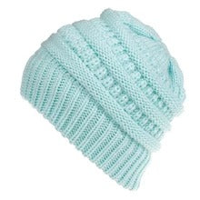 Mixed Color Knitted Wool Hat Ladies Non-labeled Ponytail Hat - ShoreCo.Shop