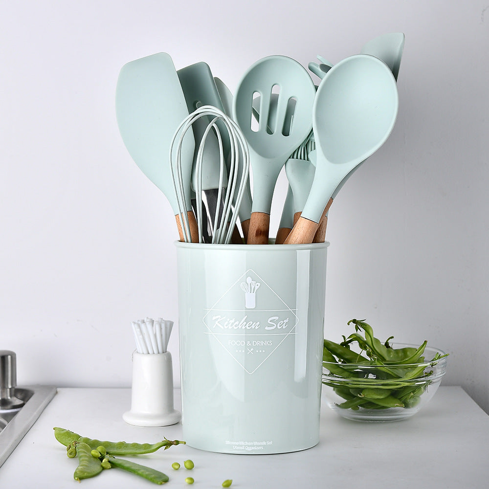Silicone Kitchenware With Wooden Handle - ShoreCo.Shop