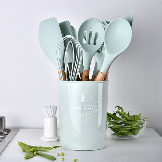 Silicone Kitchenware With Wooden Handle - ShoreCo.Shop