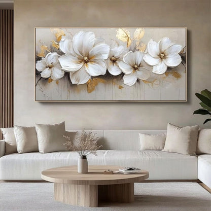 Abstract Flower Oil Painting On Canvas Large Wall Art Minimalist Floral Art Handmade Painting White Modern Home Decor For Living Room    Home Decor Supply | Online Retail | ShoreShopper.com