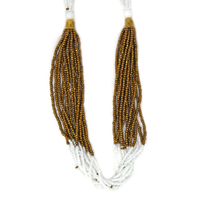 Multistrand Maasai Bead Necklace, White and Gold    Home Decor Supply | Online Retail | ShoreShopper.com