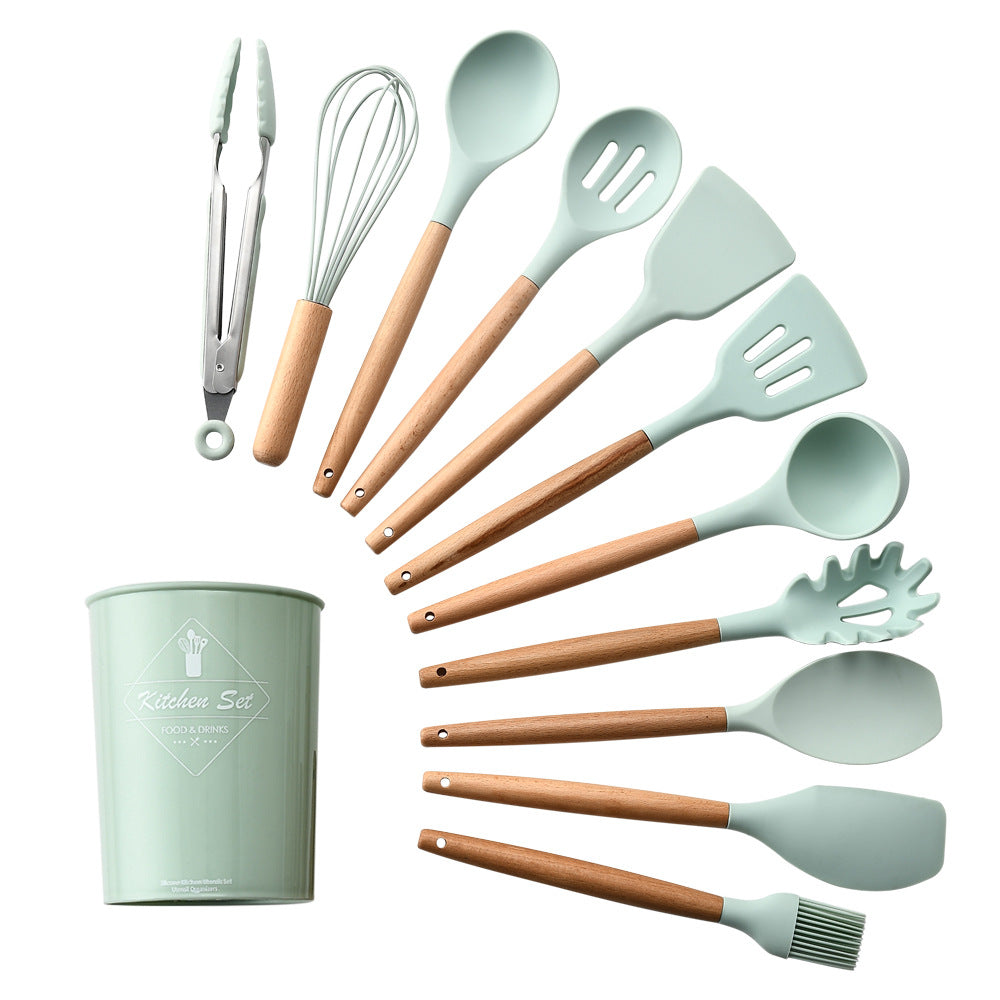 Silicone Kitchenware With Wooden Handle - ShoreCo.Shop
