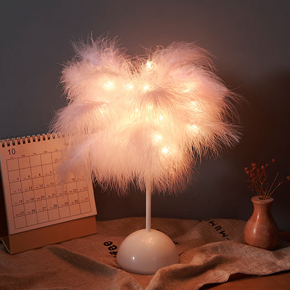 Nordic Feather Table Lamp w/ Remote Control - Dimmable LED Bedside Light - ShoreCo.Shop