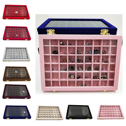 Flannel Large Jewelry Box Nail Art Jewelry Display Box With Glass Lid    Home Decor Supply | Online Retail | ShoreShopper.com