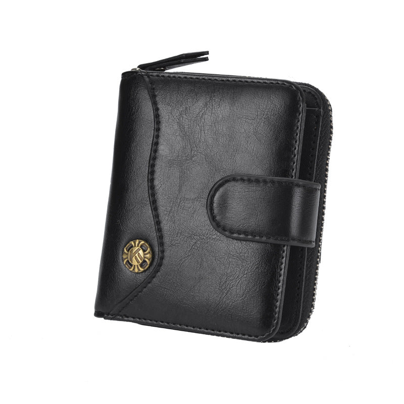 Oil Wax Leather Coin Purse Short Tri-fold Coin Purse Men's Wallet Clutch    Home Decor Supply | Online Retail | ShoreShopper.com