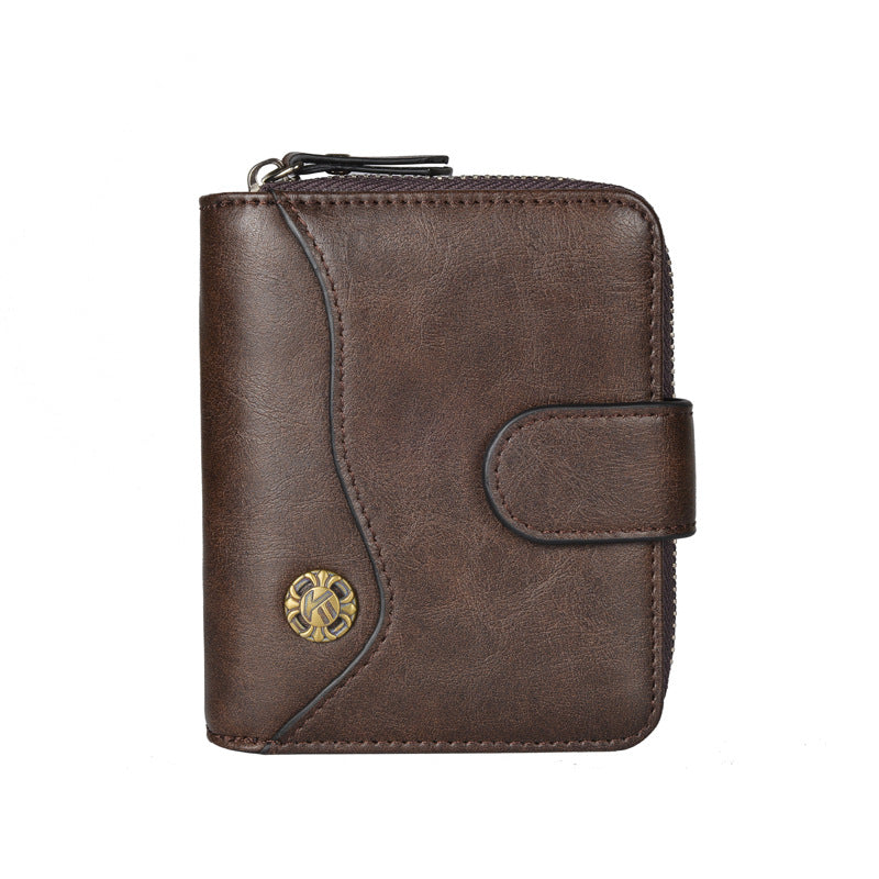 Oil Wax Leather Coin Purse Short Tri-fold Coin Purse Men's Wallet Clutch    Home Decor Supply | Online Retail | ShoreShopper.com