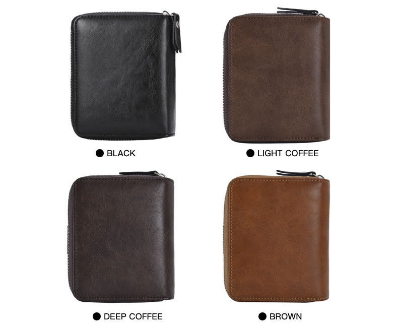 Oil Wax Leather Coin Purse Short Tri-fold Coin Purse Men's Wallet Clutch    Home Decor Supply | Online Retail | ShoreShopper.com
