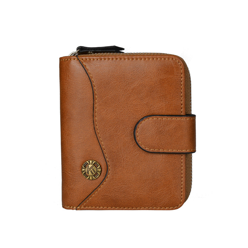 Oil Wax Leather Coin Purse Short Tri-fold Coin Purse Men's Wallet Clutch    Home Decor Supply | Online Retail | ShoreShopper.com
