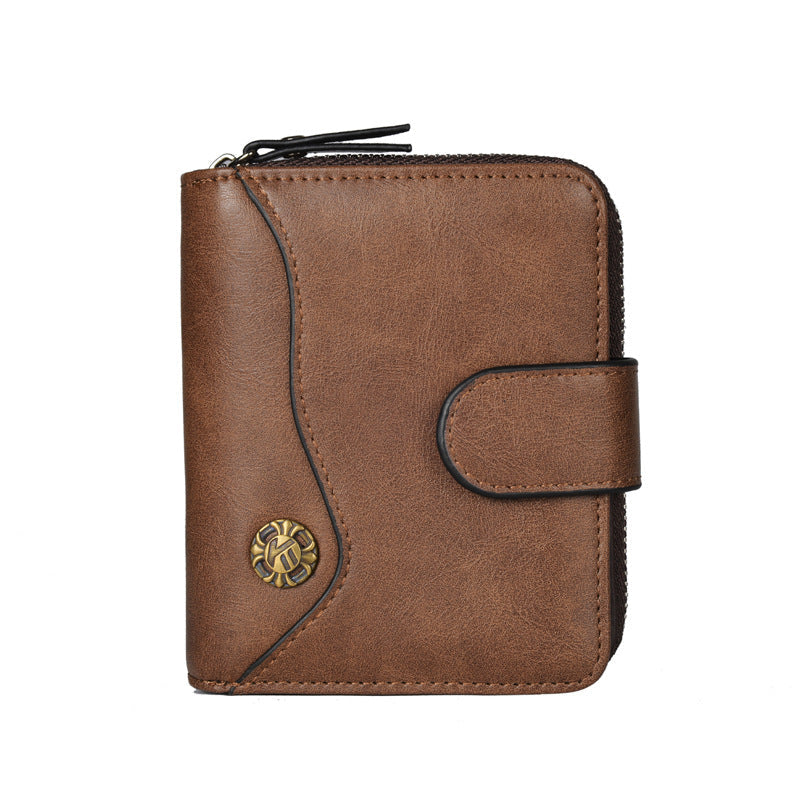 Oil Wax Leather Coin Purse Short Tri-fold Coin Purse Men's Wallet Clutch    Home Decor Supply | Online Retail | ShoreShopper.com