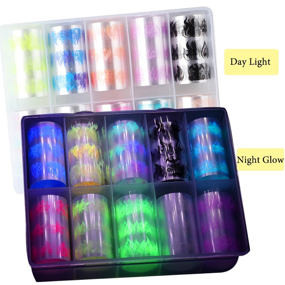 New Nail Art Flame Star Sticker Ins Color Fluorescent Flame Boxed Transfer Sticker Set    Home Decor Supply | Online Retail | ShoreShopper.com
