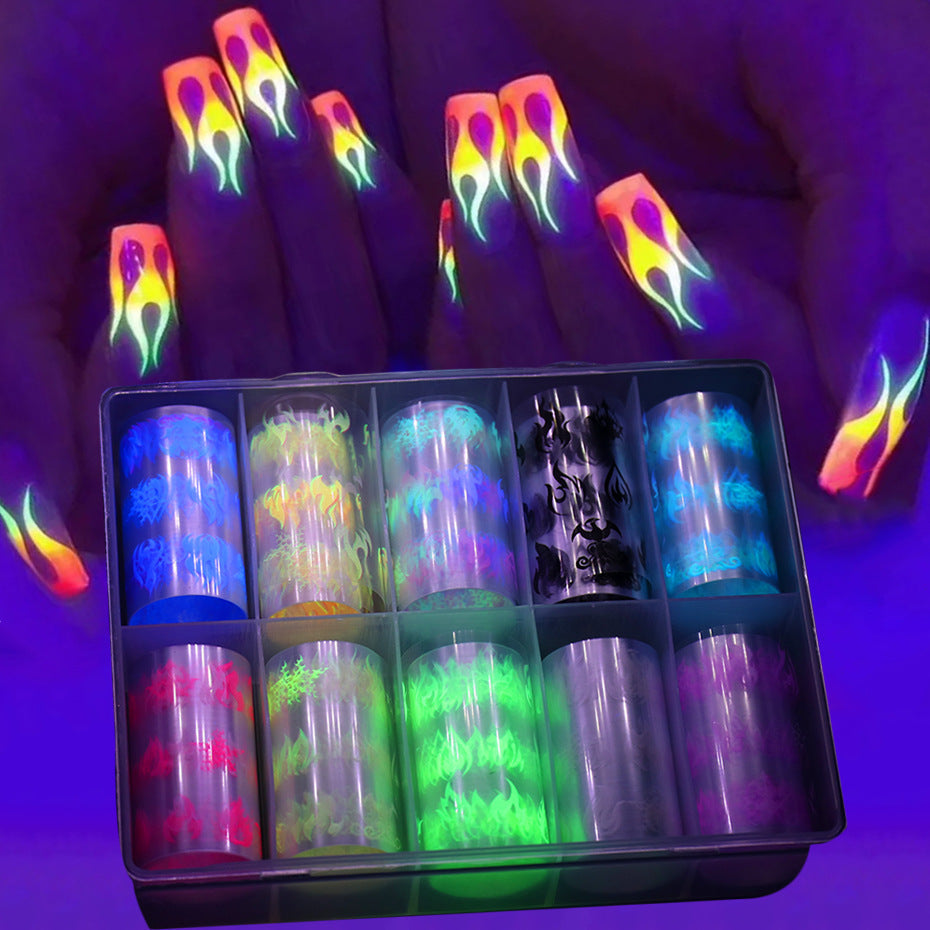 New Nail Art Flame Star Sticker Ins Color Fluorescent Flame Boxed Transfer Sticker Set    Home Decor Supply | Online Retail | ShoreShopper.com