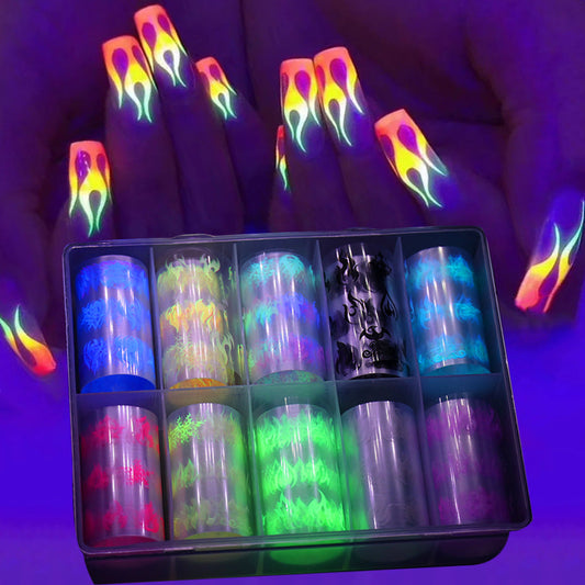 New Nail Art Flame Star Sticker Ins Color Fluorescent Flame Boxed Transfer Sticker Set    Home Decor Supply | Online Retail | ShoreShopper.com