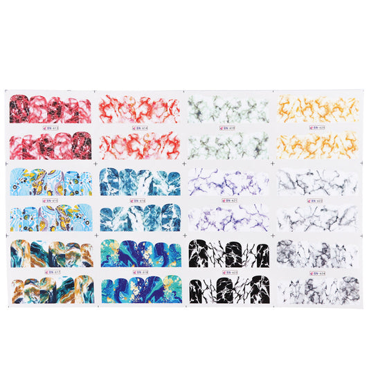 12 French Art Marbling Nail Enhancement Watermark Stickers Watercolor Black And White Texture Nail Stickers    Home Decor Supply | Online Retail | ShoreShopper.com