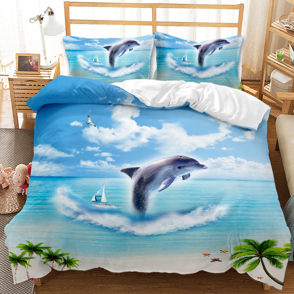 Underwater World Whale Shark Cross-Border Foreign Trade Quilt Cover Three-Piece Set Four-Piece 3D Digital Printing Brushed BeddingSet    Home Decor Supply | Online Retail | ShoreShopper.com