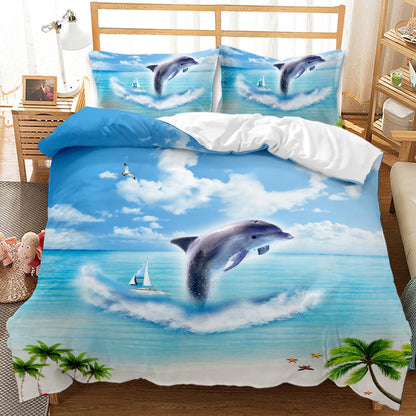 Underwater World Whale Shark Cross-Border Foreign Trade Quilt Cover Three-Piece Set Four-Piece 3D Digital Printing Brushed BeddingSet    Home Decor Supply | Online Retail | ShoreShopper.com