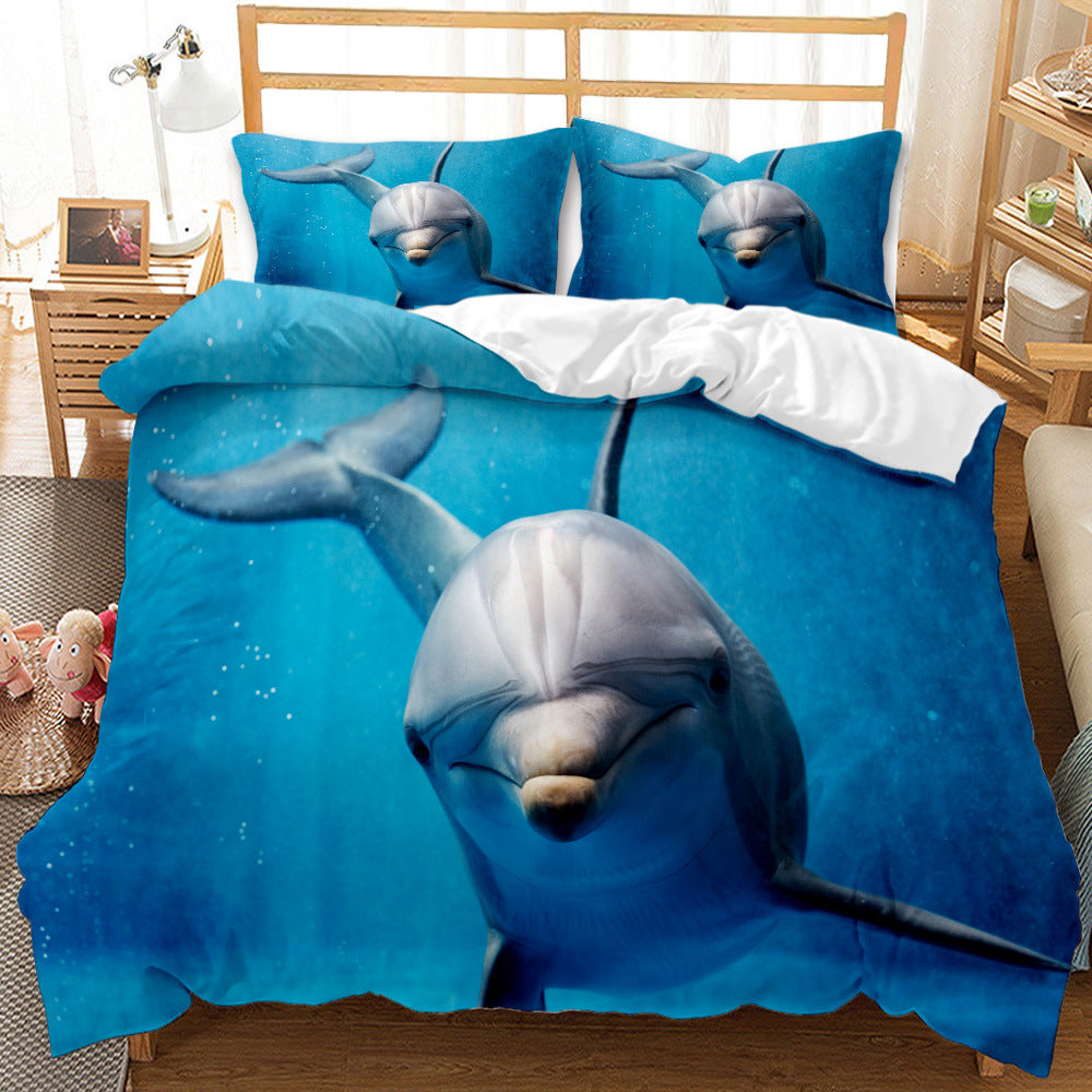 Underwater World Whale Shark Cross-Border Foreign Trade Quilt Cover Three-Piece Set Four-Piece 3D Digital Printing Brushed BeddingSet    Home Decor Supply | Online Retail | ShoreShopper.com