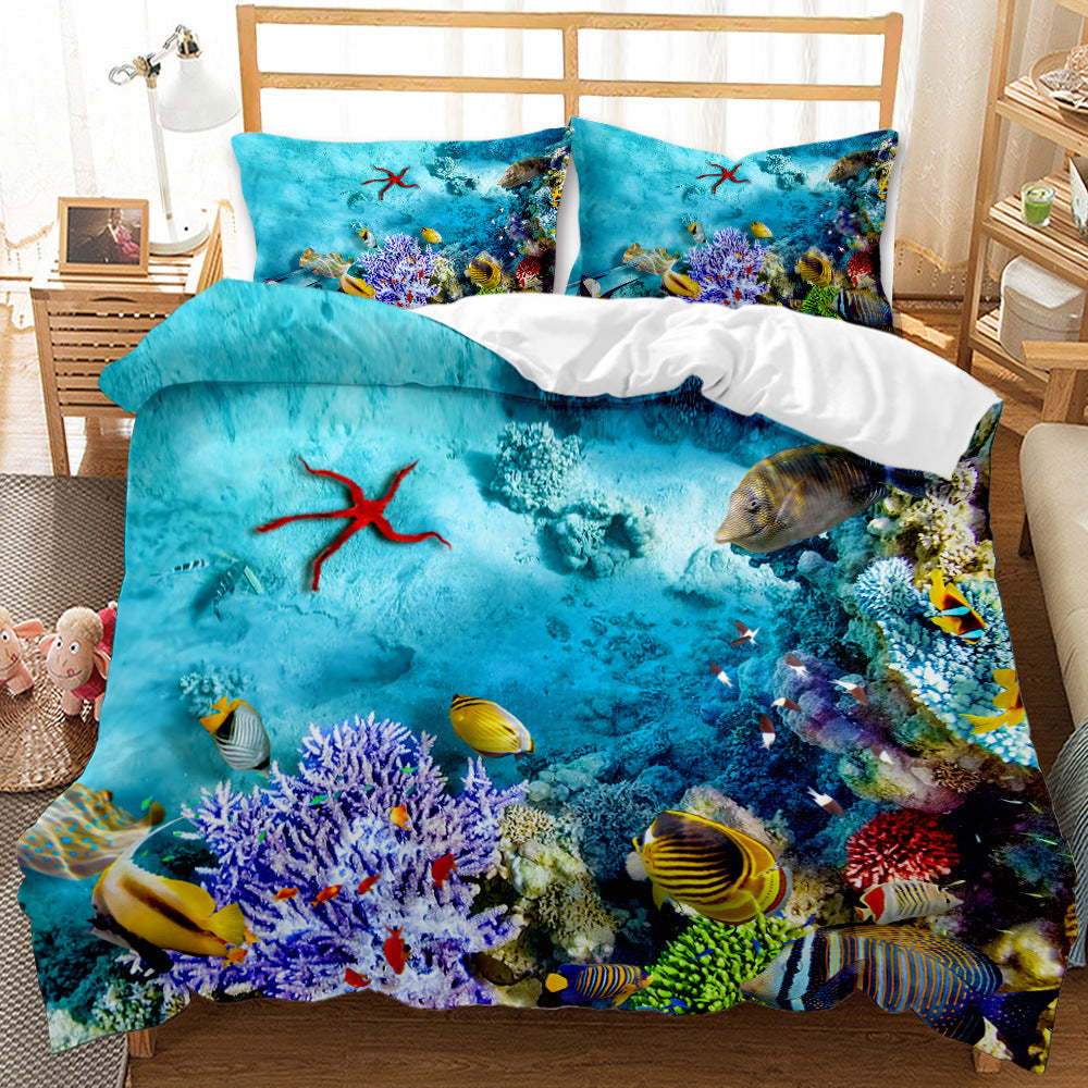 Underwater World Whale Shark Cross-Border Foreign Trade Quilt Cover Three-Piece Set Four-Piece 3D Digital Printing Brushed BeddingSet    Home Decor Supply | Online Retail | ShoreShopper.com