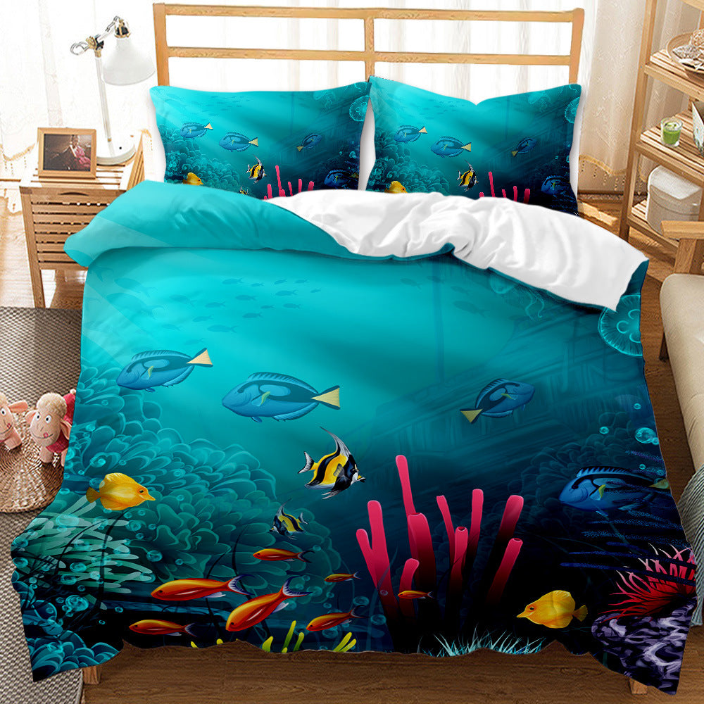 Underwater World Whale Shark Cross-Border Foreign Trade Quilt Cover Three-Piece Set Four-Piece 3D Digital Printing Brushed BeddingSet    Home Decor Supply | Online Retail | ShoreShopper.com
