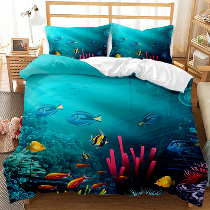 Underwater World Whale Shark Cross-Border Foreign Trade Quilt Cover Three-Piece Set Four-Piece 3D Digital Printing Brushed BeddingSet    Home Decor Supply | Online Retail | ShoreShopper.com