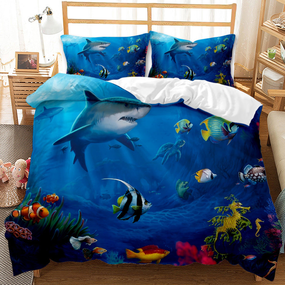 Underwater World Whale Shark Cross-Border Foreign Trade Quilt Cover Three-Piece Set Four-Piece 3D Digital Printing Brushed BeddingSet    Home Decor Supply | Online Retail | ShoreShopper.com