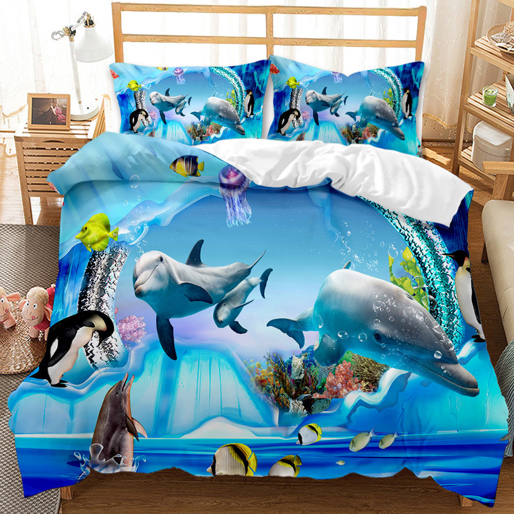 Underwater World Whale Shark Cross-Border Foreign Trade Quilt Cover Three-Piece Set Four-Piece 3D Digital Printing Brushed BeddingSet    Home Decor Supply | Online Retail | ShoreShopper.com