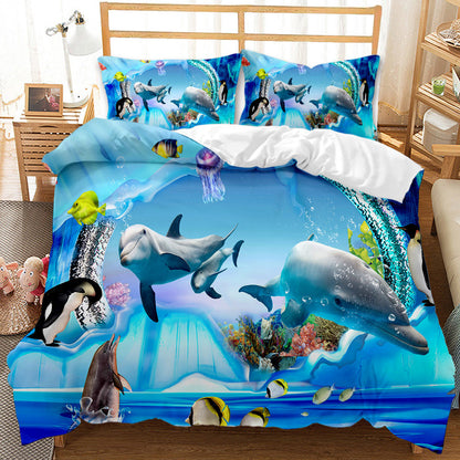 Underwater World Whale Shark Cross-Border Foreign Trade Quilt Cover Three-Piece Set Four-Piece 3D Digital Printing Brushed BeddingSet    Home Decor Supply | Online Retail | ShoreShopper.com