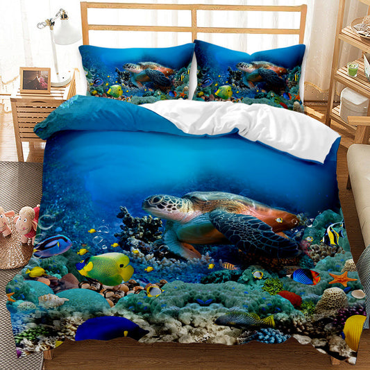 Underwater World Whale Shark Cross-Border Foreign Trade Quilt Cover Three-Piece Set Four-Piece 3D Digital Printing Brushed BeddingSet    Home Decor Supply | Online Retail | ShoreShopper.com