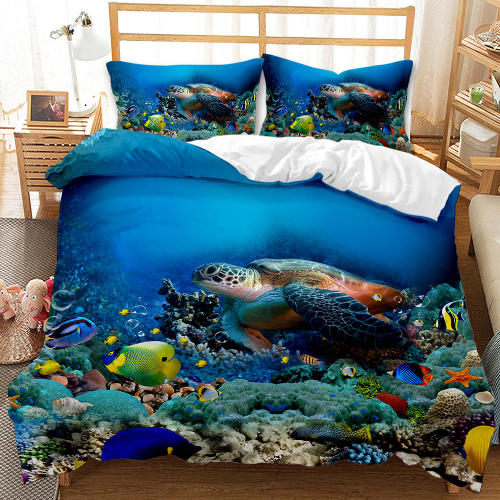Underwater World Whale Shark Cross-Border Foreign Trade Quilt Cover Three-Piece Set Four-Piece 3D Digital Printing Brushed BeddingSet    Home Decor Supply | Online Retail | ShoreShopper.com