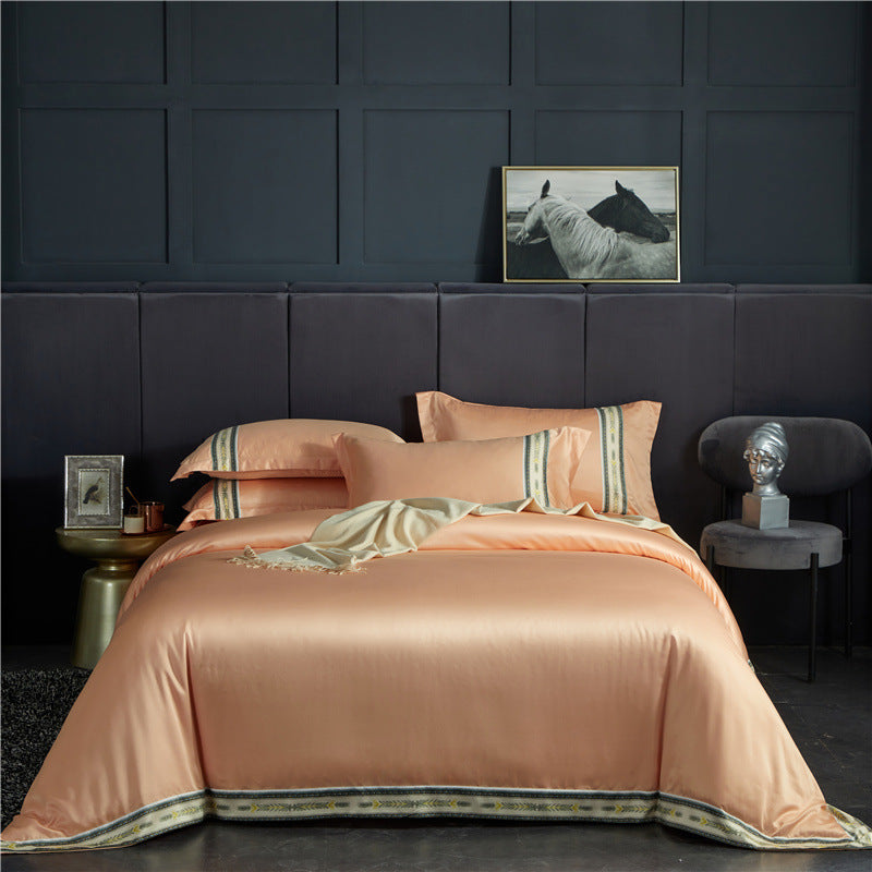 Four-piece Set Of Washed Silk Satin Striped Sheets, Solid Color Ice Silk Jane Ou Silk Slippery Bed Linen    Home Decor Supply | Online Retail | ShoreShopper.com