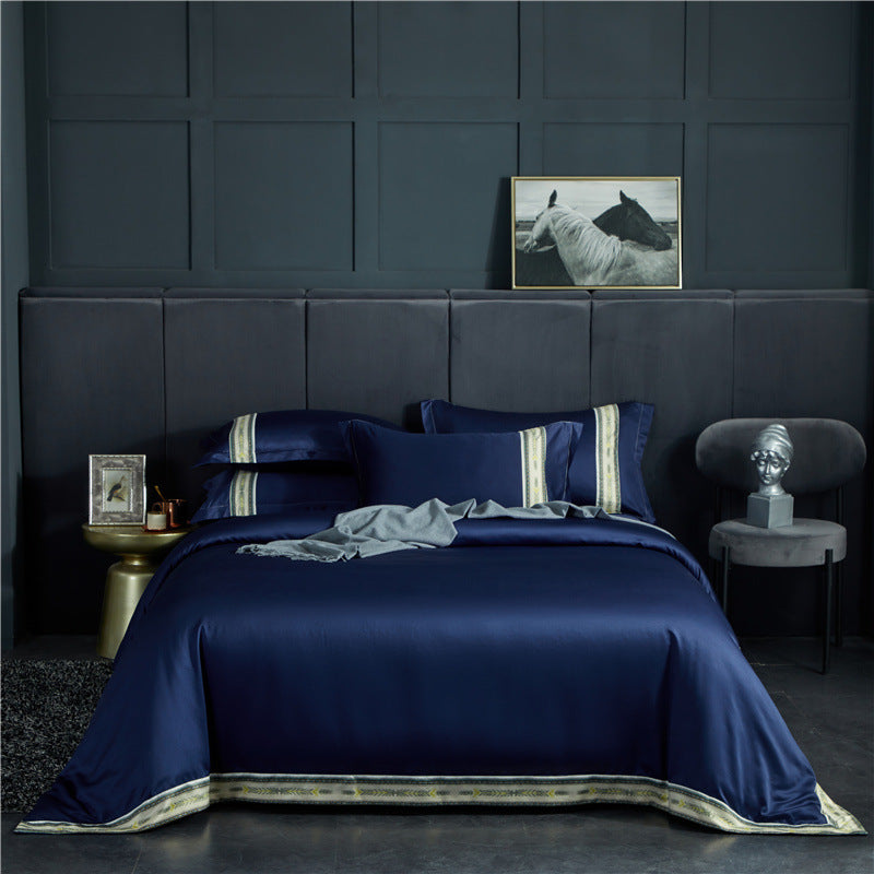 Four-piece Set Of Washed Silk Satin Striped Sheets, Solid Color Ice Silk Jane Ou Silk Slippery Bed Linen    Home Decor Supply | Online Retail | ShoreShopper.com