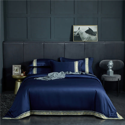 Four-piece Set Of Washed Silk Satin Striped Sheets, Solid Color Ice Silk Jane Ou Silk Slippery Bed Linen    Home Decor Supply | Online Retail | ShoreShopper.com