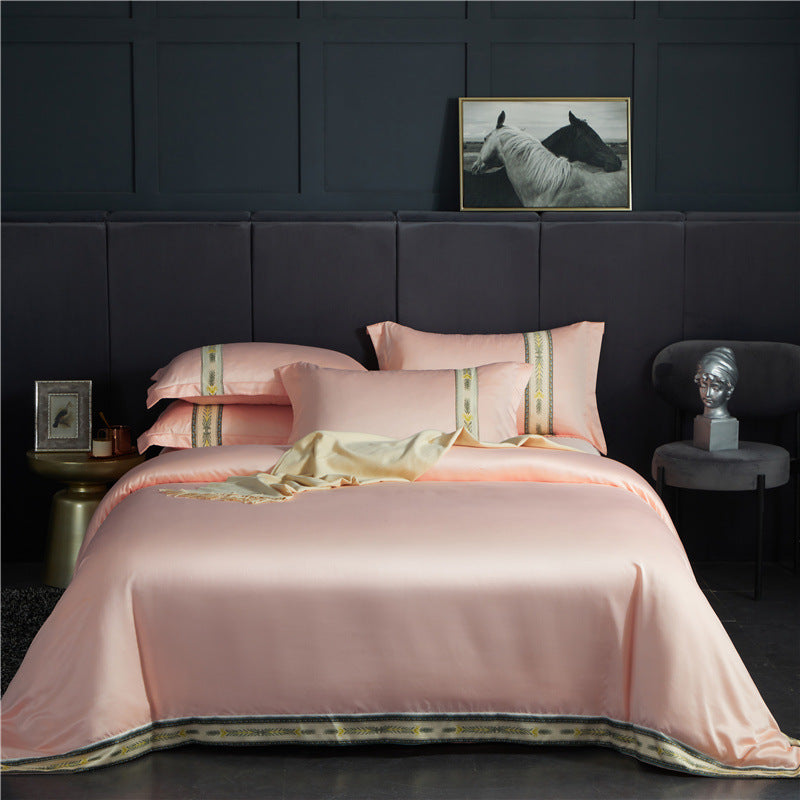 Four-piece Set Of Washed Silk Satin Striped Sheets, Solid Color Ice Silk Jane Ou Silk Slippery Bed Linen    Home Decor Supply | Online Retail | ShoreShopper.com