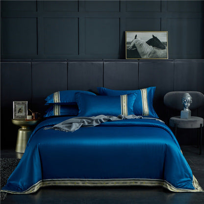 Four-piece Set Of Washed Silk Satin Striped Sheets, Solid Color Ice Silk Jane Ou Silk Slippery Bed Linen    Home Decor Supply | Online Retail | ShoreShopper.com