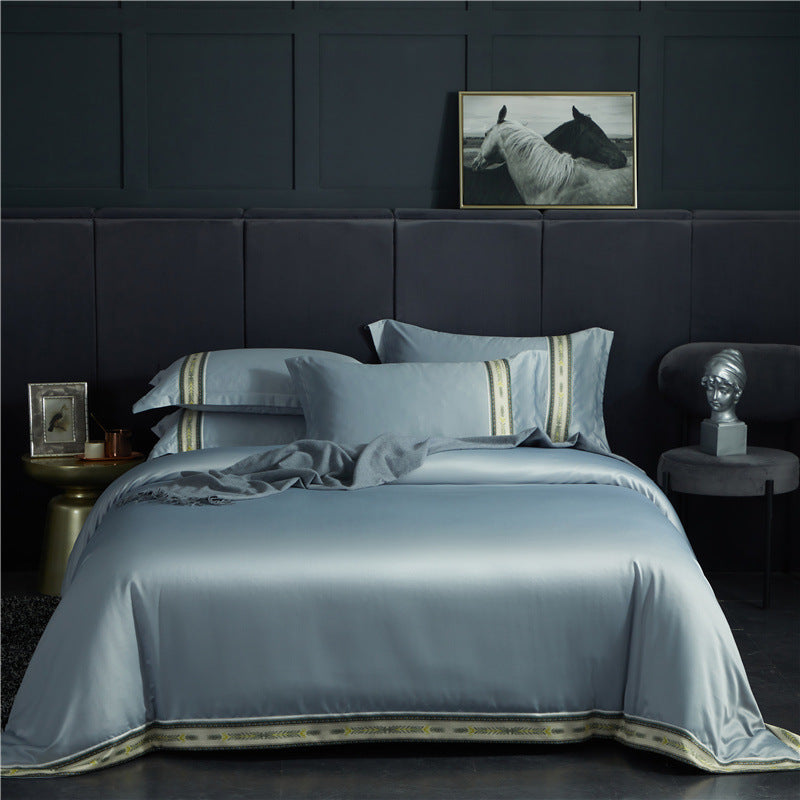 Four-piece Set Of Washed Silk Satin Striped Sheets, Solid Color Ice Silk Jane Ou Silk Slippery Bed Linen    Home Decor Supply | Online Retail | ShoreShopper.com