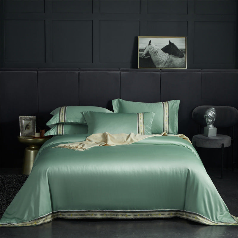 Four-piece Set Of Washed Silk Satin Striped Sheets, Solid Color Ice Silk Jane Ou Silk Slippery Bed Linen    Home Decor Supply | Online Retail | ShoreShopper.com