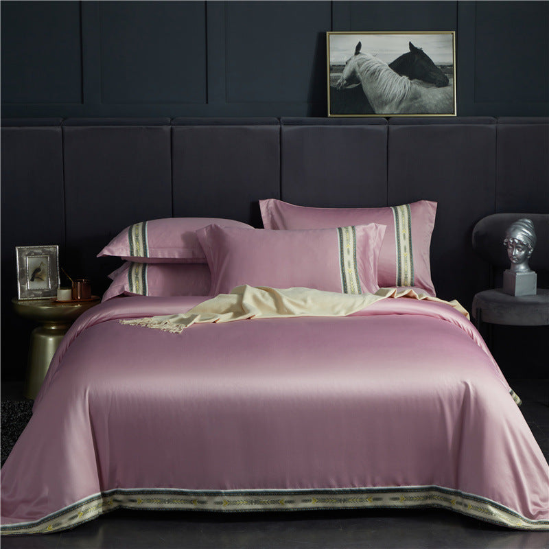 Four-piece Set Of Washed Silk Satin Striped Sheets, Solid Color Ice Silk Jane Ou Silk Slippery Bed Linen    Home Decor Supply | Online Retail | ShoreShopper.com