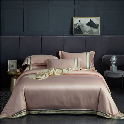 Four-piece Set Of Washed Silk Satin Striped Sheets, Solid Color Ice Silk Jane Ou Silk Slippery Bed Linen    Home Decor Supply | Online Retail | ShoreShopper.com