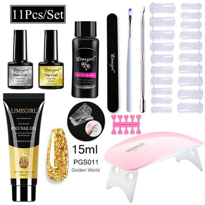 Nail Art Set Tool Extension Gel Nail Art UV Lamp Crystal Extension Gel Set Beginner Complete    Home Decor Supply | Online Retail | ShoreShopper.com