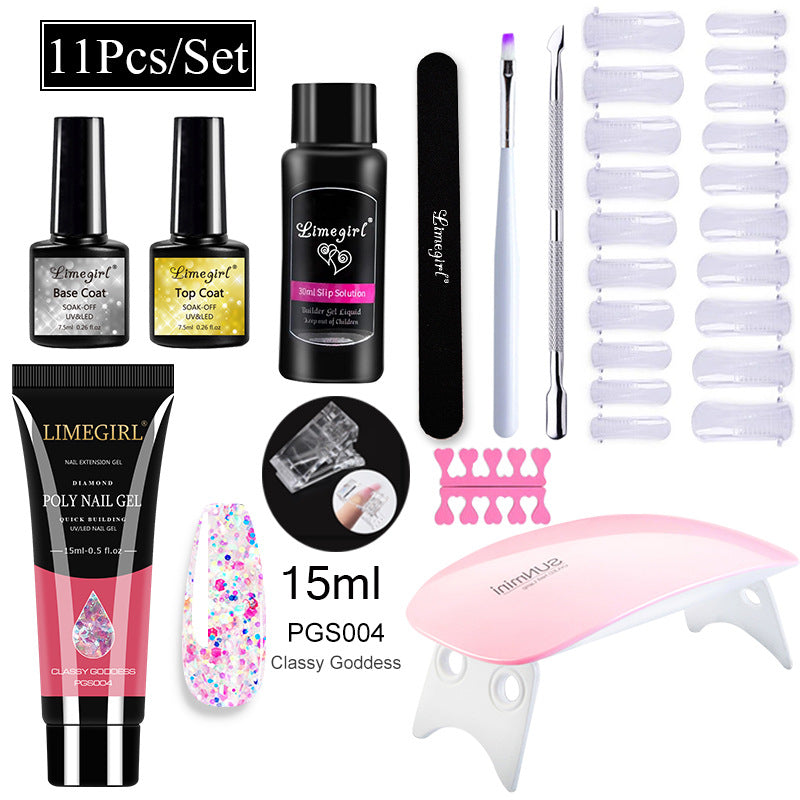 Nail Art Set Tool Extension Gel Nail Art UV Lamp Crystal Extension Gel Set Beginner Complete    Home Decor Supply | Online Retail | ShoreShopper.com