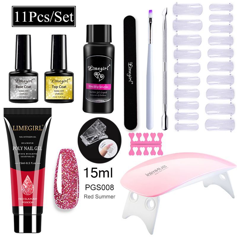 Nail Art Set Tool Extension Gel Nail Art UV Lamp Crystal Extension Gel Set Beginner Complete    Home Decor Supply | Online Retail | ShoreShopper.com