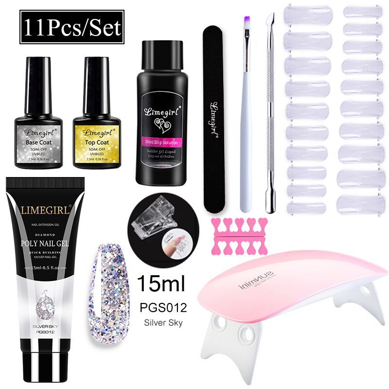 Nail Art Set Tool Extension Gel Nail Art UV Lamp Crystal Extension Gel Set Beginner Complete    Home Decor Supply | Online Retail | ShoreShopper.com