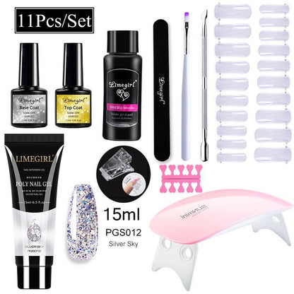 Nail Art Set Tool Extension Gel Nail Art UV Lamp Crystal Extension Gel Set Beginner Complete    Home Decor Supply | Online Retail | ShoreShopper.com