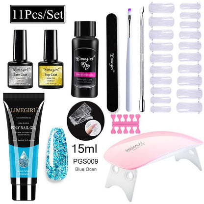 Nail Art Set Tool Extension Gel Nail Art UV Lamp Crystal Extension Gel Set Beginner Complete    Home Decor Supply | Online Retail | ShoreShopper.com